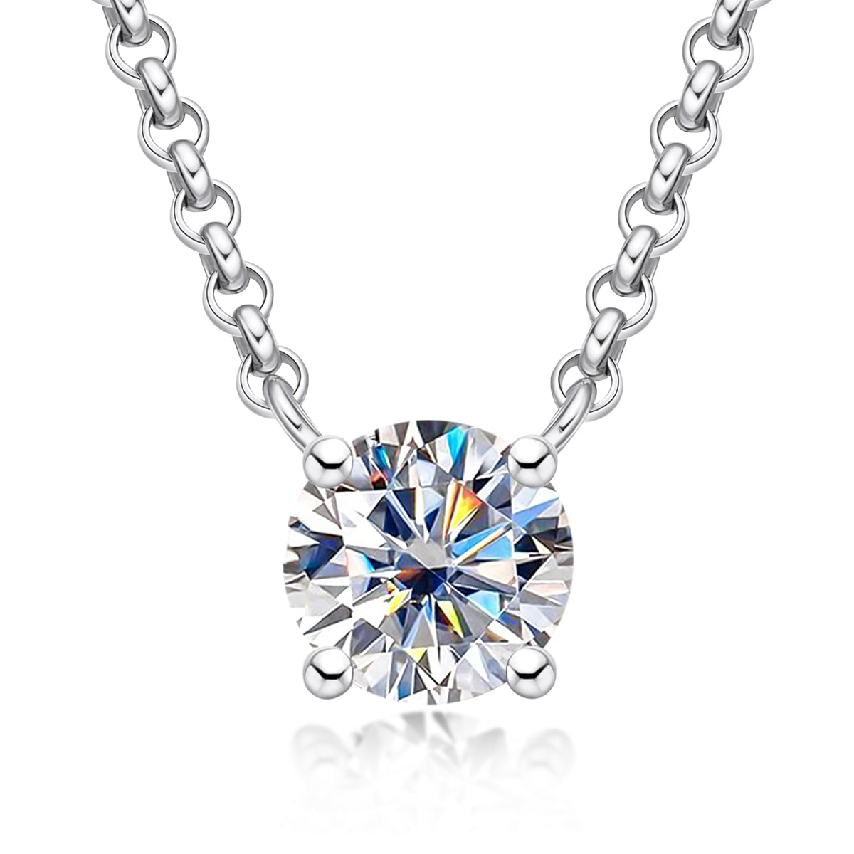 Colar Ponto de Luz 4 Garras Moissanite em Prata 925 Luar Alessia