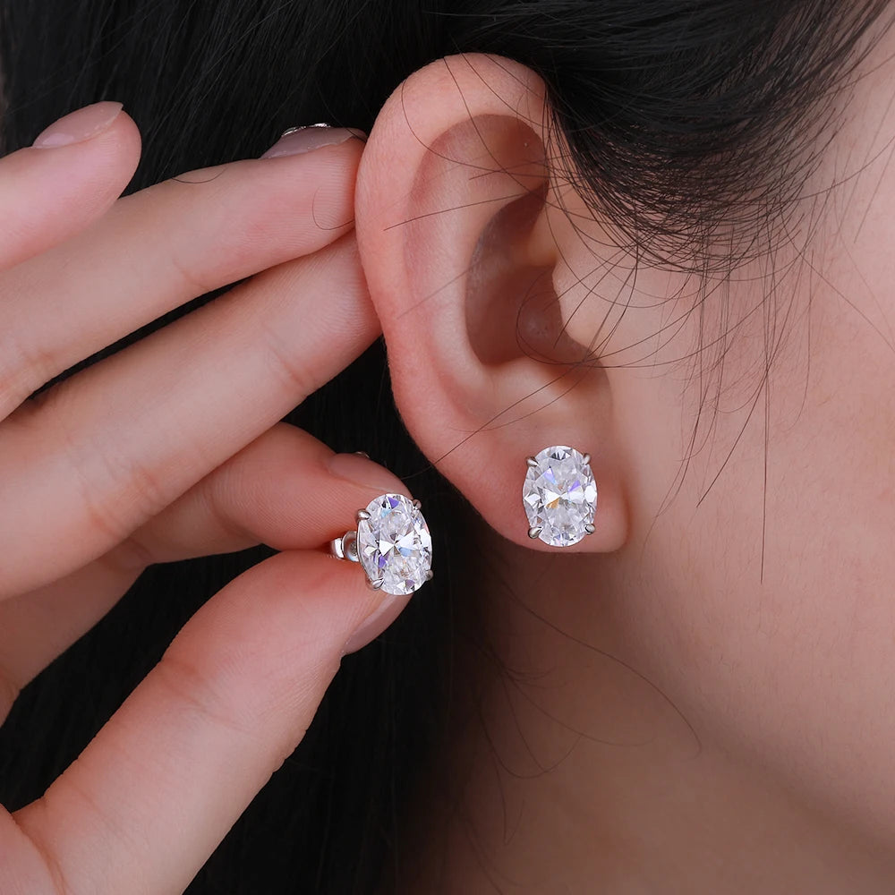 Brinco Solitário Oval Moissanite Prata 925 Banhado a Ouro 18K Luar Astra - foto 16