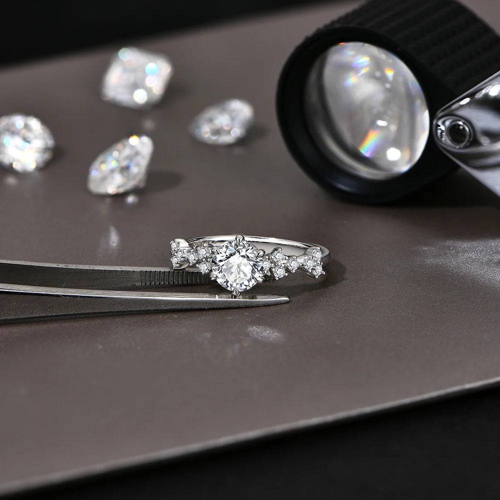 Anel Floral Moissanite Ouro 14K Luar Fioretta - foto 3