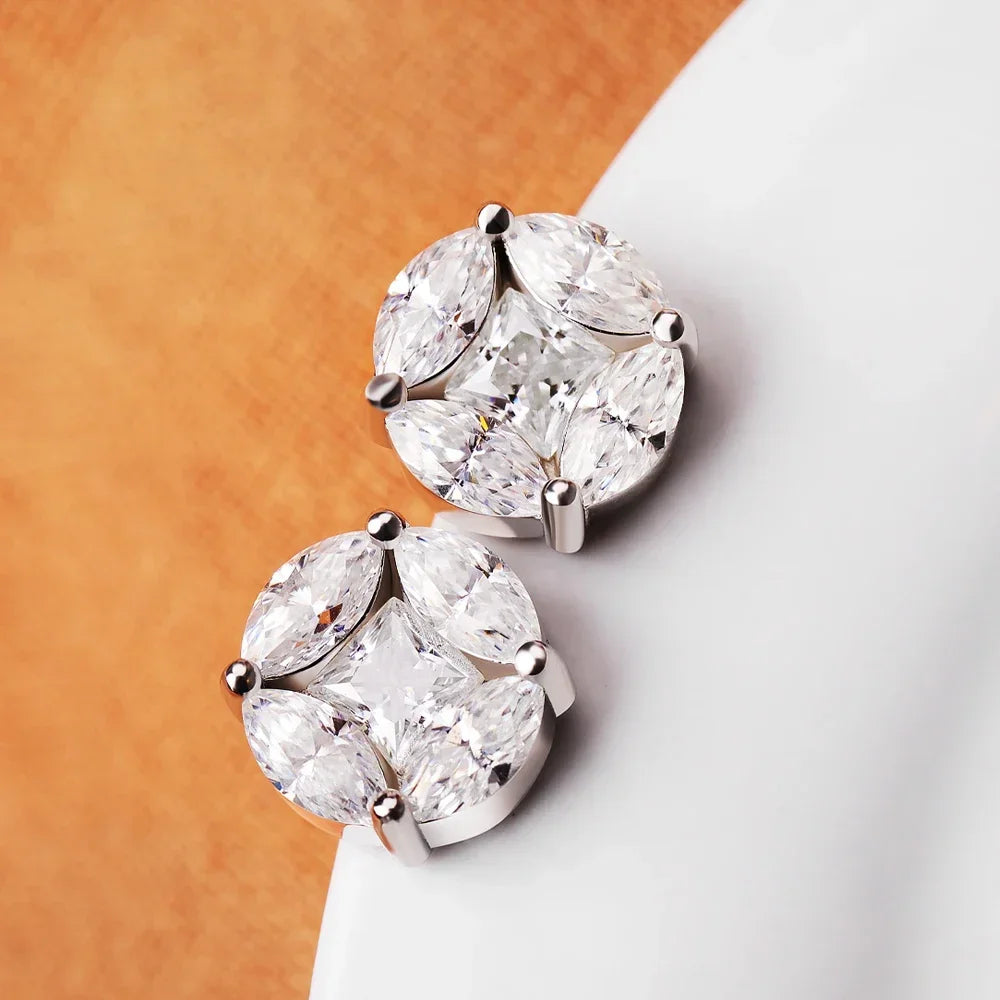 Brinco Cluster Moissanite Prata 925 Luar Scintilla - foto 3