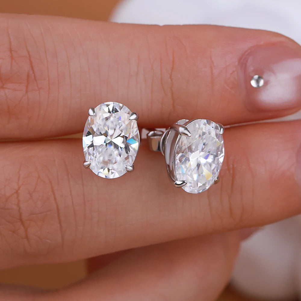 Brinco Solitário Oval Moissanite Prata 925 Banhado a Ouro 18K Luar Astra - foto 4