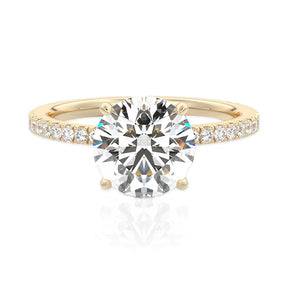 Anel Luar Amélia – Solitário com Moissanite Cravejado Ouro 18k