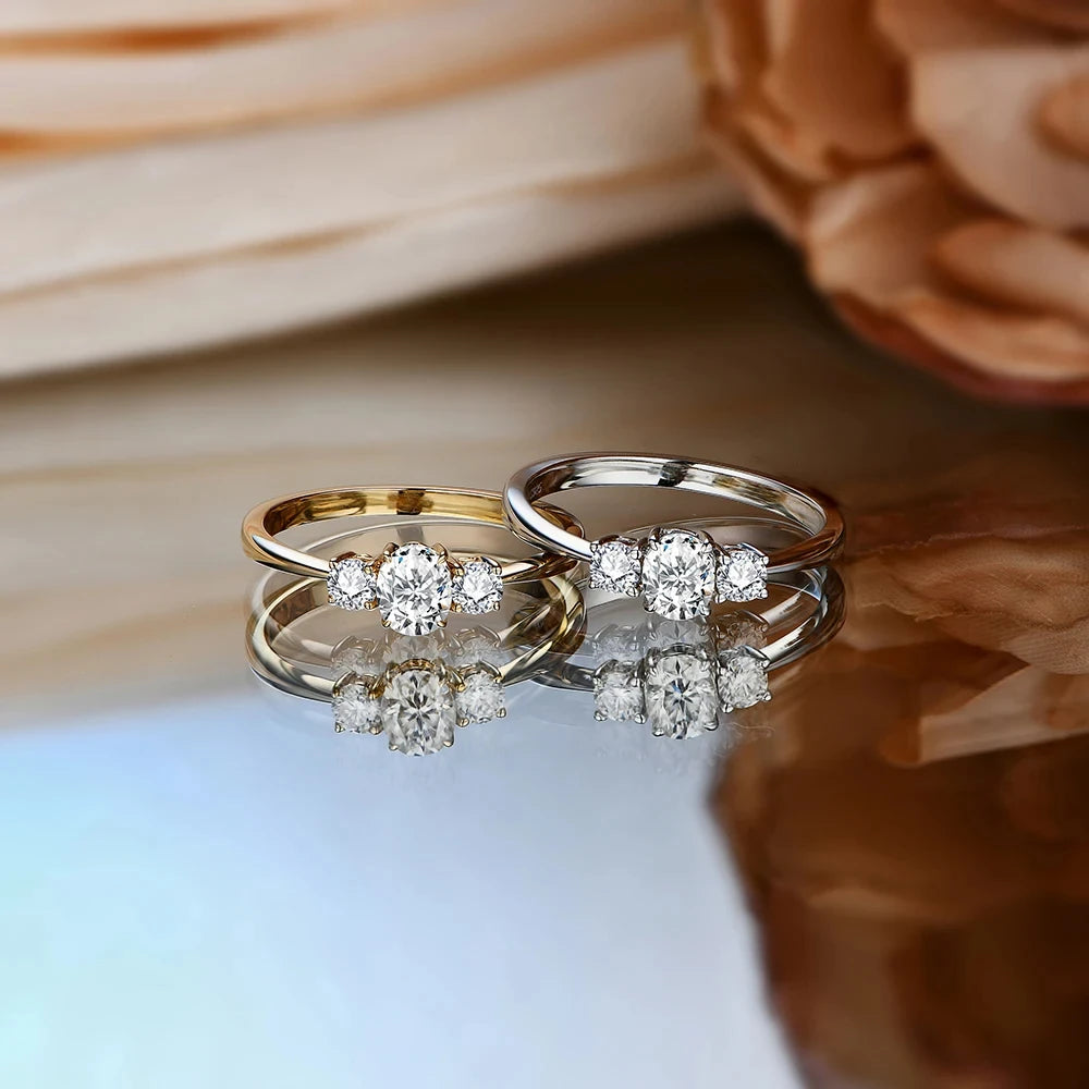 Anel Três Pedras Moissanite Ouro 18K Luar Harmônia - foto 3