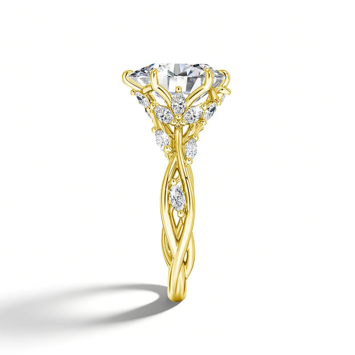 Anel Floral Moissanite Ouro 14K — Céleste - foto 3