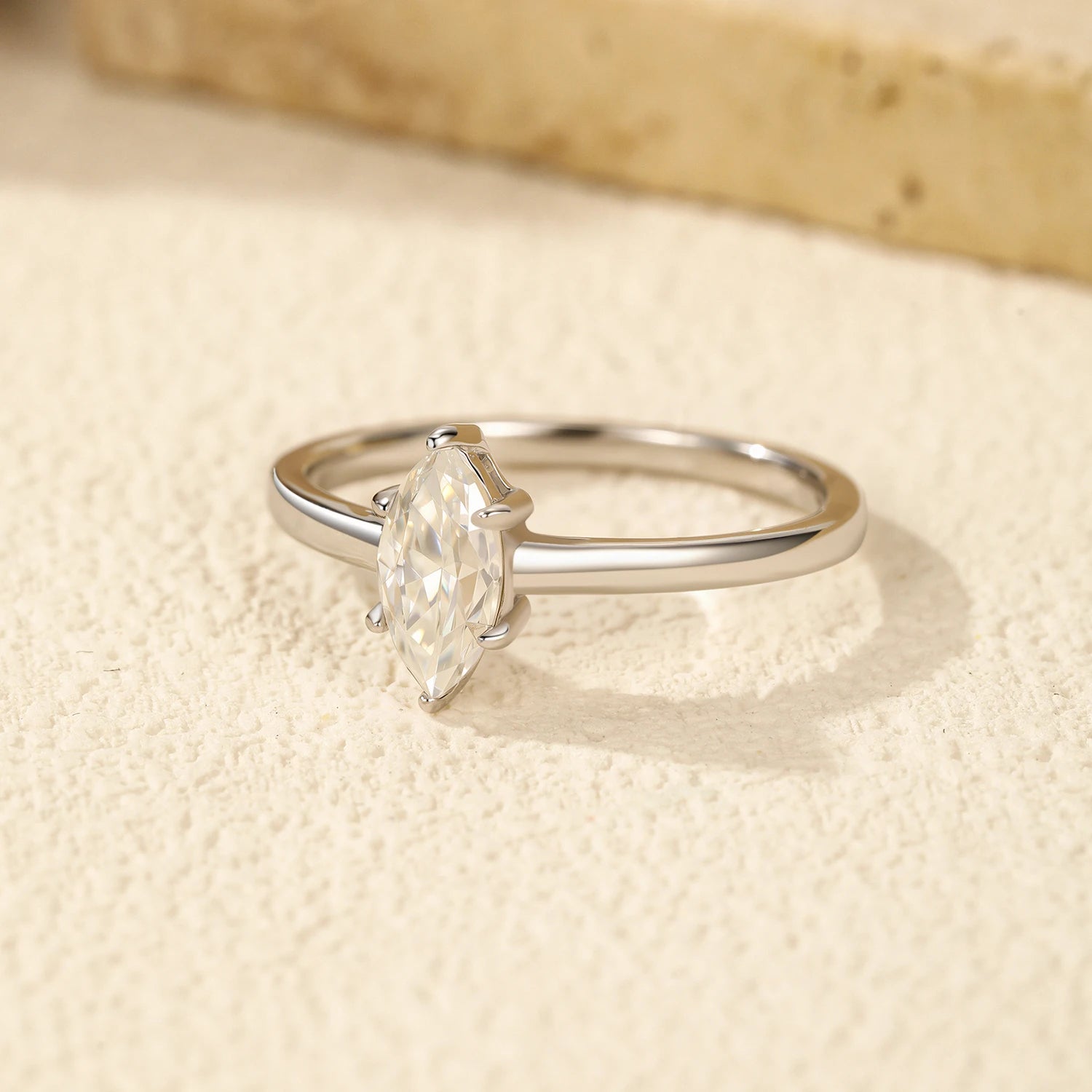Anel Solitário Marquise Moissanite Prata 925 Luar Solène - foto 5