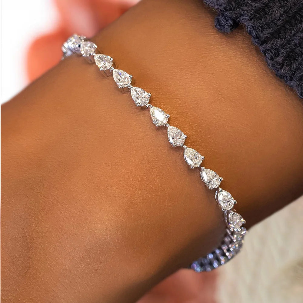 Pulseira Tenis Moissanite Prata 925 Luar Gota - foto 13