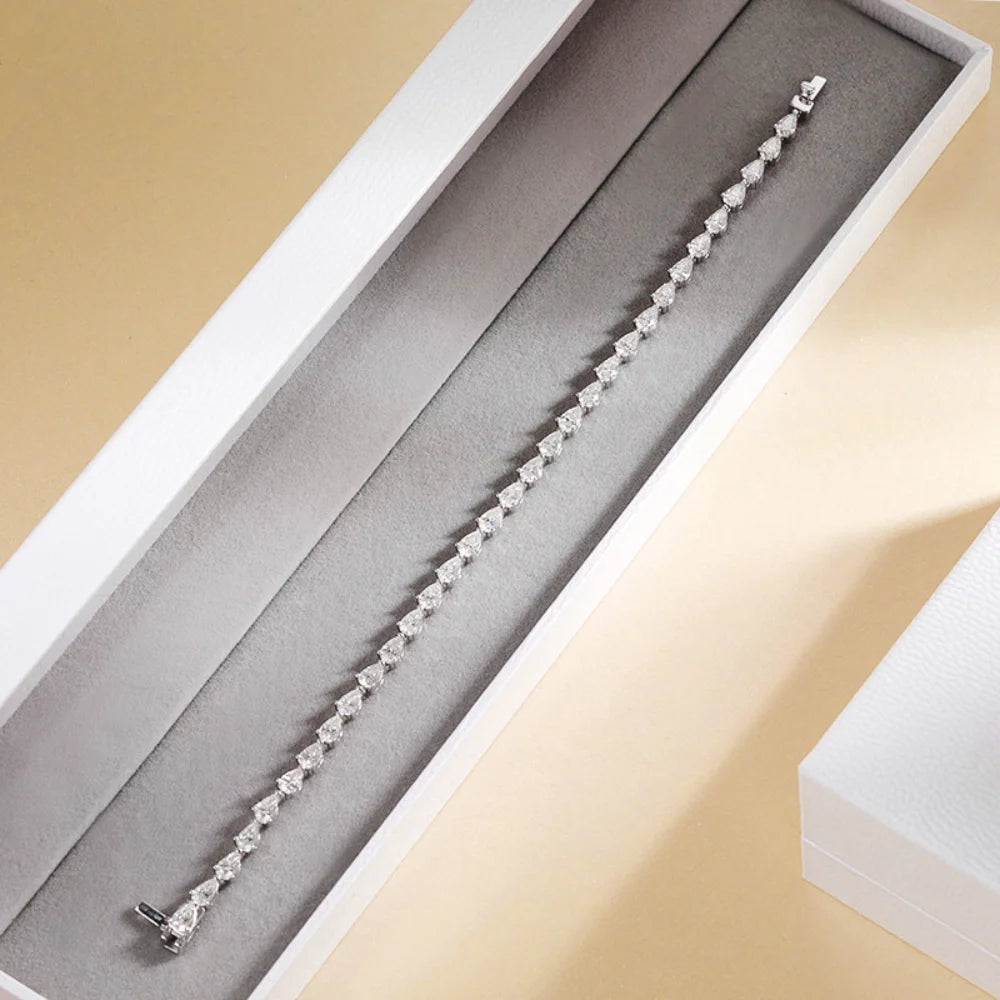 Pulseira Tenis Moissanite Prata 925 Luar Gota - foto 5