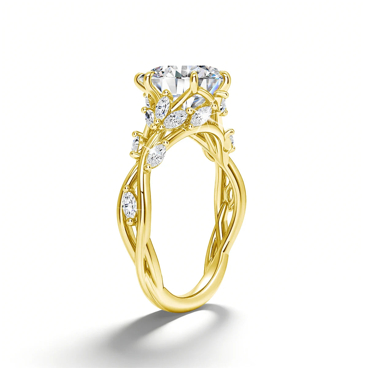 Anel Floral Moissanite Ouro 14K — Céleste - foto 2