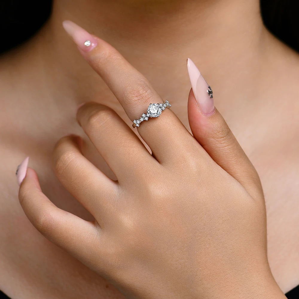 Anel Floral Moissanite Ouro 14K Luar Fioretta - foto 6