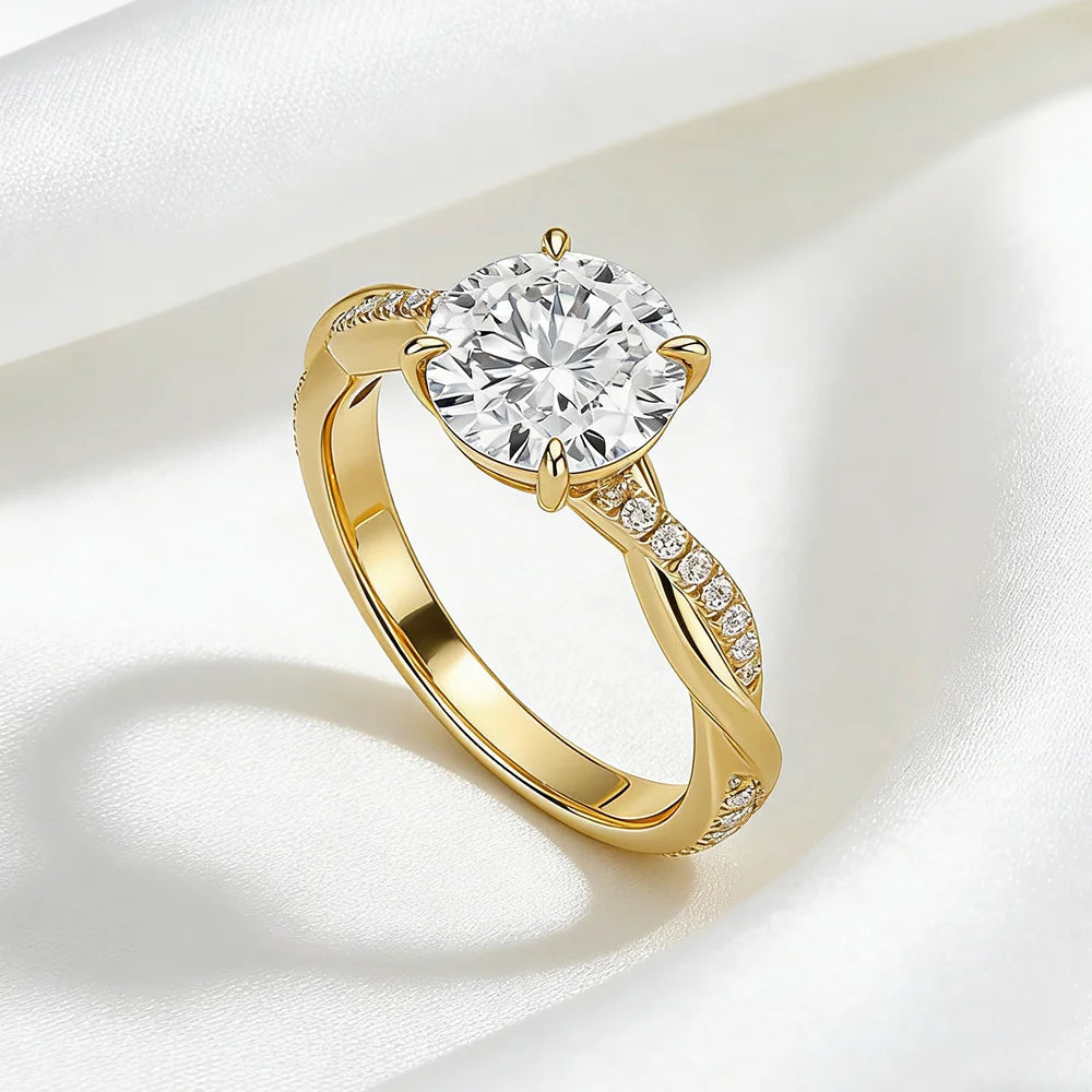 Anel Solitário Moissanite Ouro 18K Luar Istela - foto 3