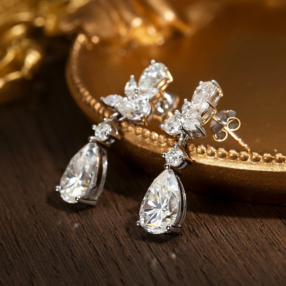 Brinco Flor Moissanite Prata 925 Ouro 18K Luar Opulência - foto 12