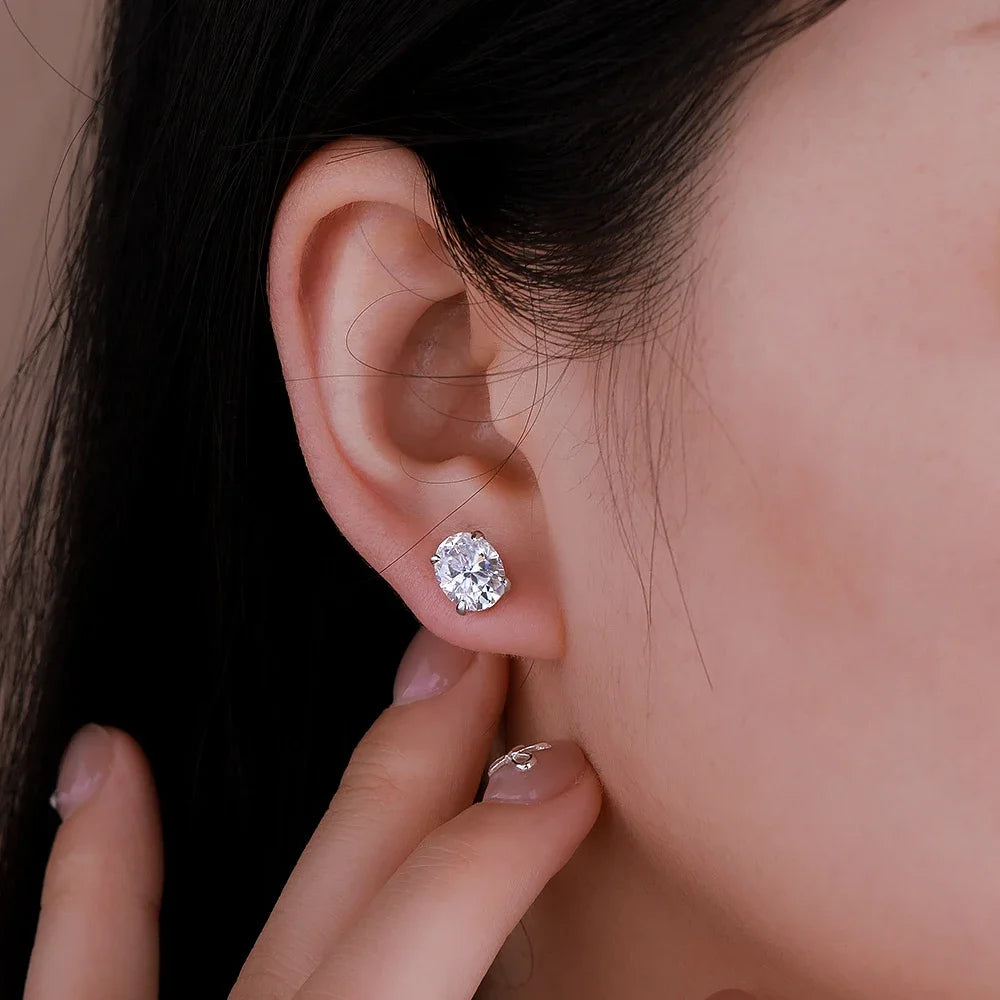 Brinco Solitário Oval Moissanite Prata 925 Banhado a Ouro 18K Luar Astra - foto 18