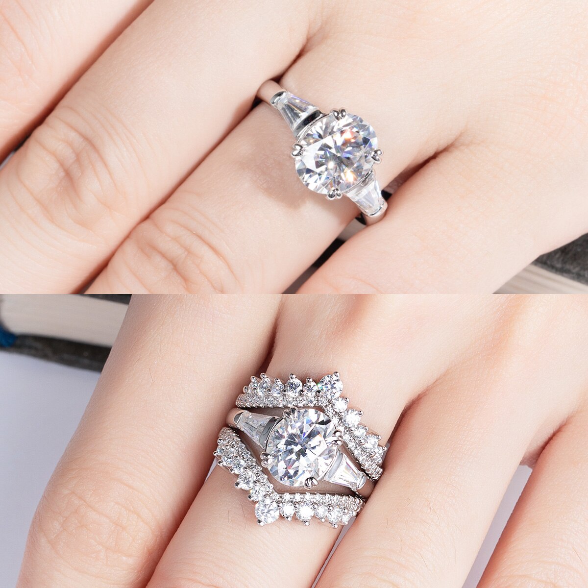 Anel Solitário Moissanite Design Elegante em Prata 925 Luar Sheila