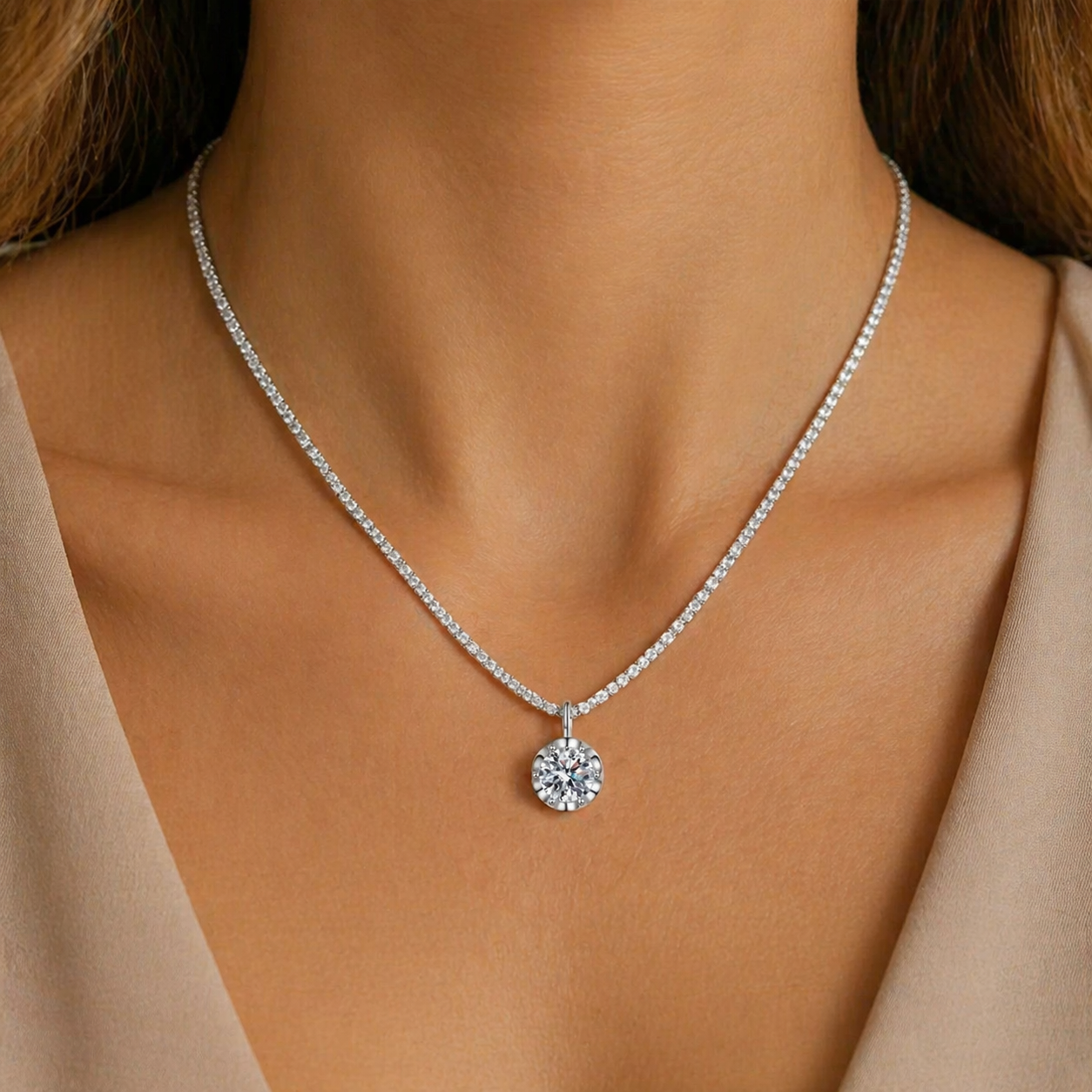 Colar Ponto de Luz Moissanite Prata 925 Luar Brisa - foto 2