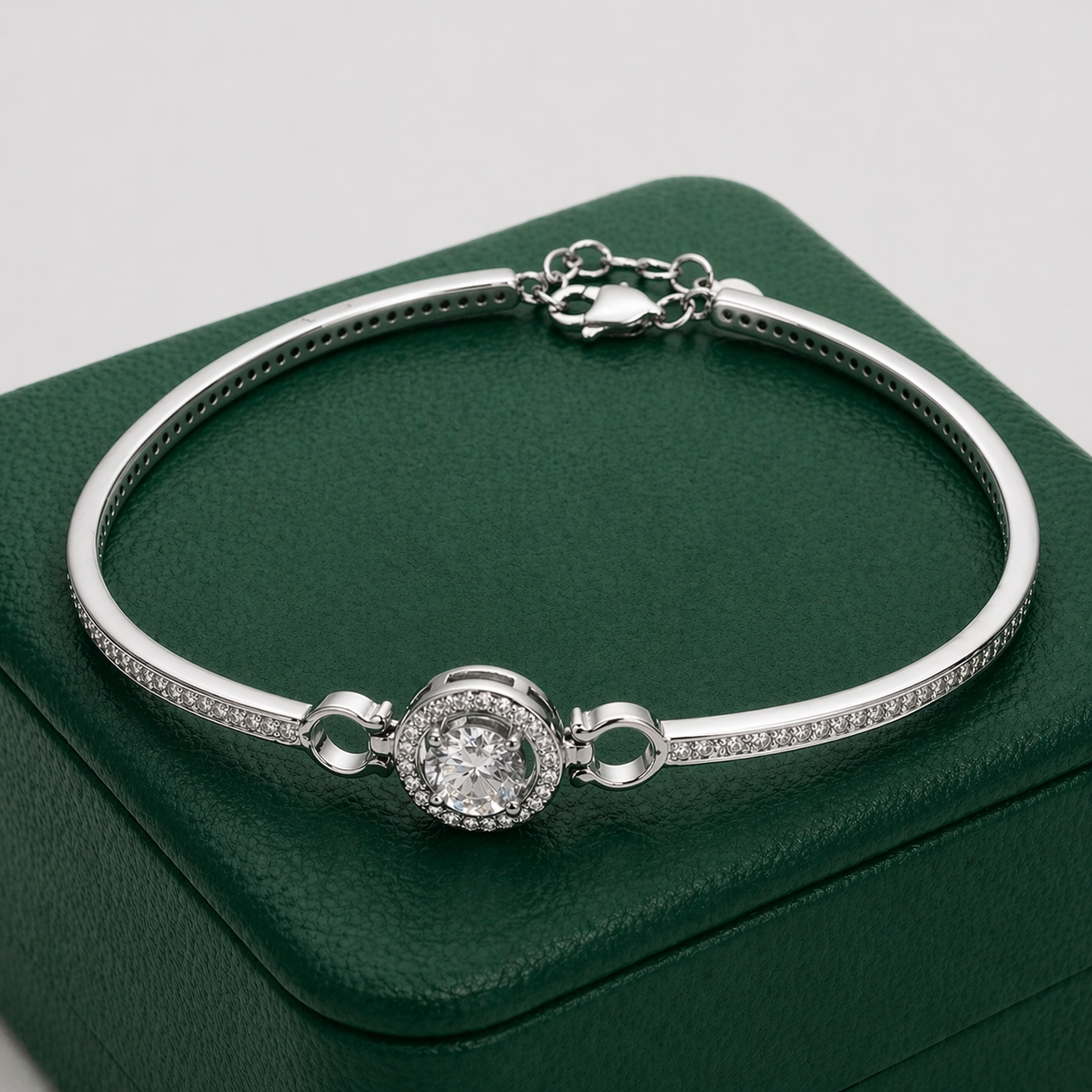 Pulseira Feminina Halo Moissanite Prata 925 Luar Mireva